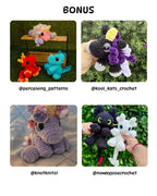Mini Dragon, Unicorn & Dino Crochet Pattern Bundle — 4 Amigurumi Patterns (PDF)