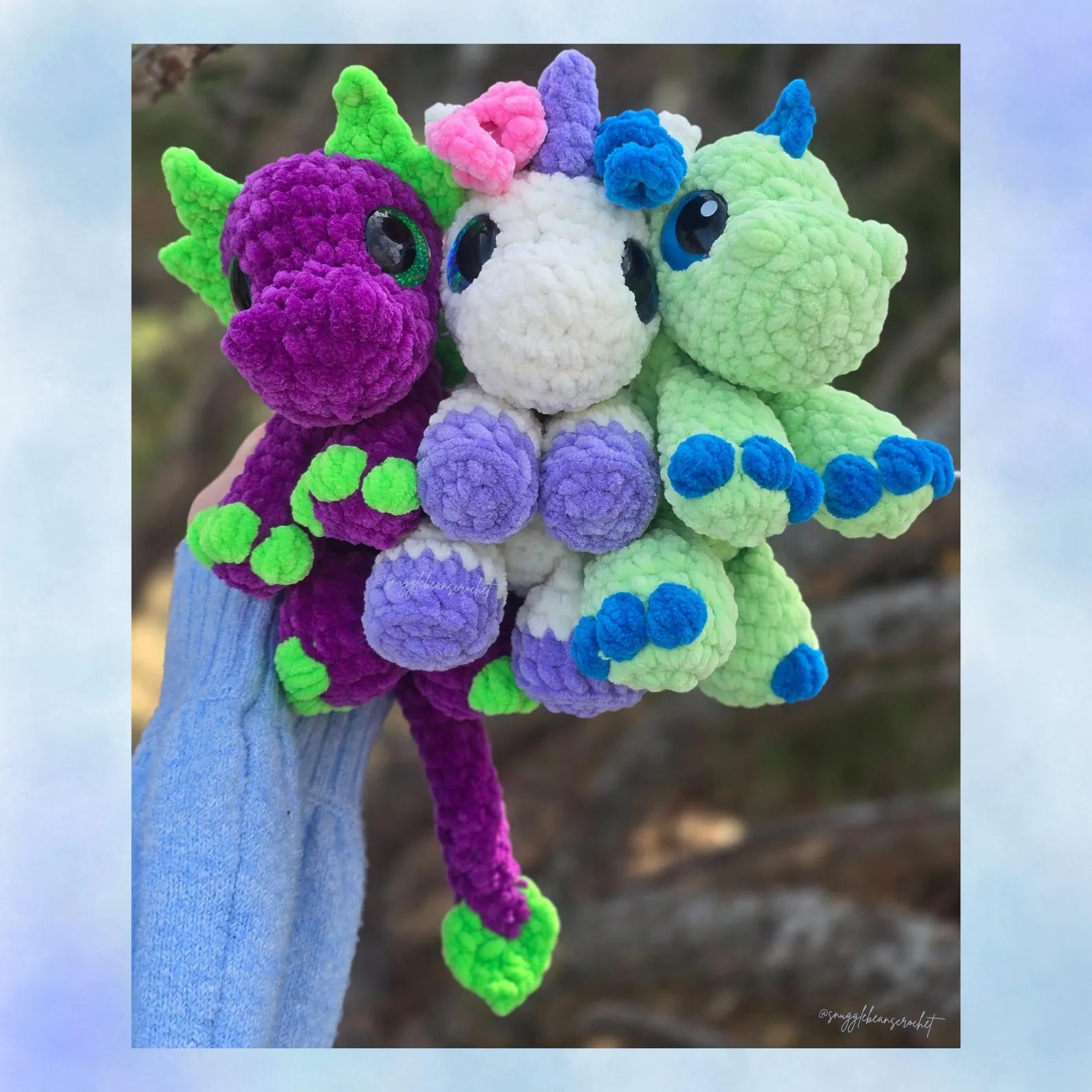 Mini Dragon, Unicorn & Dino Crochet Pattern Bundle — 4 Amigurumi Patterns (PDF)