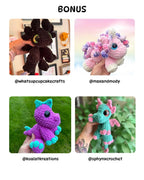 Mini Dragon, Unicorn & Dino Crochet Pattern Bundle — 4 Amigurumi Patterns (PDF)
